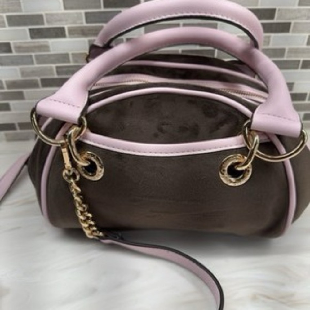 Juicy Couture Pink and Brown Satchel with Gold Accents - Picture 6 of 7